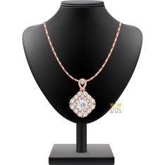 Dây chuyền vàng hồng Au750 đính kim cương