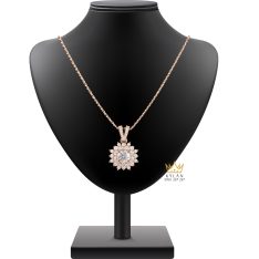 Dây chuyền vàng hồng Au750 đính kim cương