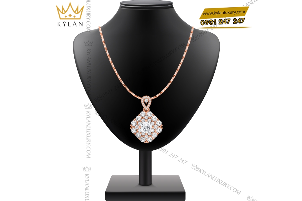 Kỳ Lân Luxury Day chuyen vang hong Au750 dinh kim cuong 2 3 Dây chuyền vàng hồng Au750 đính kim cương