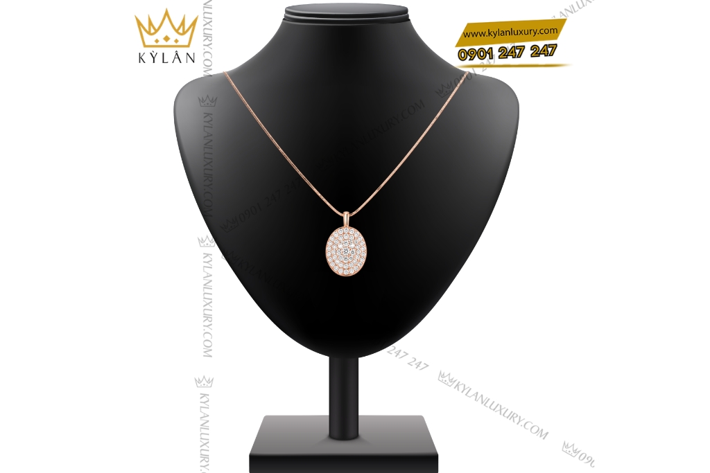 Kỳ Lân Luxury Day chuyen vang hong Au750 dinh kim cuong 2 4 Dây chuyền vàng hồng Au750 đính kim cương