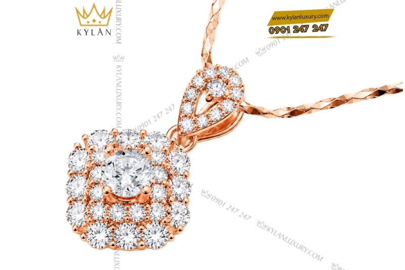 Dây chuyền vàng hồng Au750 đính kim cương