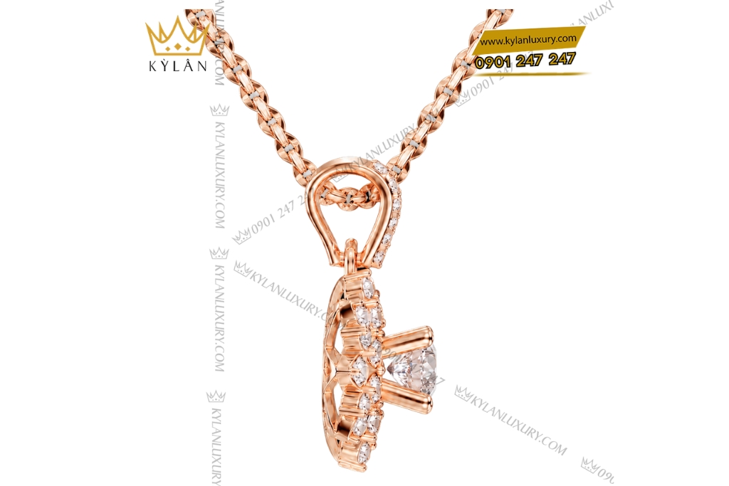 Kỳ Lân Luxury Day chuyen vang hong Au750 dinh kim cuong 6 1 Dây chuyền vàng hồng Au750 đính kim cương
