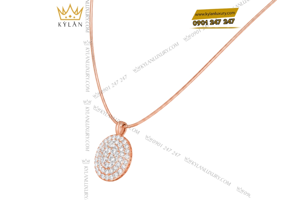 Kỳ Lân Luxury Day chuyen vang hong Au750 dinh kim cuong 6 4 Dây chuyền vàng hồng Au750 đính kim cương