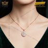 Dây chuyền vàng hồng Au750 đính kim cương