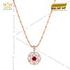 Dây chuyền vàng hồng Au750 đính kim cương và sapphire đỏ