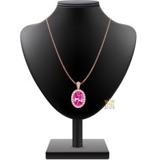 Dây chuyền vàng hồng Au750 đính viên chủ sapphire hồng Dây chuyền vàng hồng Au750 đính viên chủ sapphire hồng