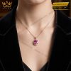 Dây chuyền vàng hồng Au750 đính viên chủ sapphire hồng