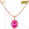Dây chuyền vàng hồng Au750 đính viên chủ sapphire hồng