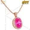 Dây chuyền vàng hồng Au750 đính viên chủ sapphire hồng