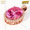 Dây chuyền vàng hồng Au750 đính viên chủ sapphire hồng