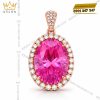 Dây chuyền vàng hồng Au750 đính viên chủ sapphire hồng