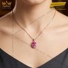 Dây chuyền vàng hồng Au750 đính viên chủ sapphire hồng