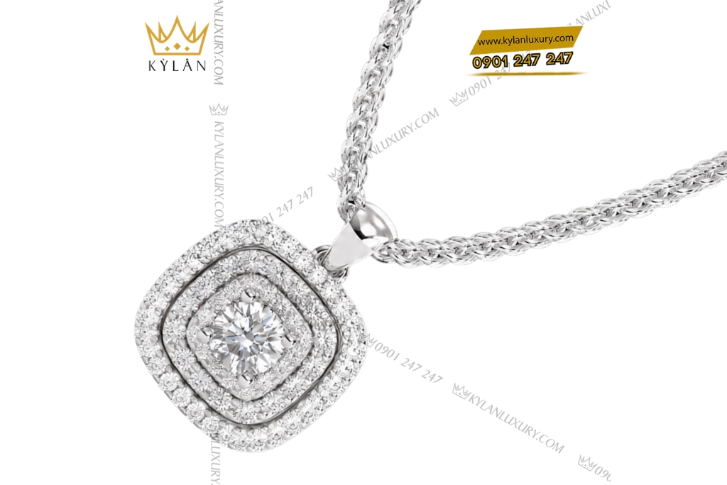 Kỳ Lân Luxury Day chuyen vang trang Au750 dinh kim cuong 4 1 Dây chuyền vàng trắng Au750 đính kim cương