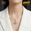 Dây chuyền vàng trắng Au750 đính kim cương