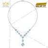 Dây chuyền vàng trắng Au750 đính kim cương và đá Topaz