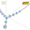 Dây chuyền vàng trắng Au750 đính kim cương và đá Topaz