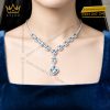 Dây chuyền vàng trắng Au750 đính kim cương và đá Topaz
