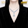 Dây chuyền vàng trắng Au750 đính kim cương và đá Topaz