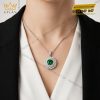 Dây chuyền vàng trắng Au750 đính kim cương và ngọc lục bảo