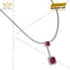 Dây chuyền vàng trắng Au750 đính kim cương và sapphire đỏ