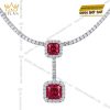 Dây chuyền vàng trắng Au750 đính kim cương và sapphire đỏ
