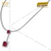 Dây chuyền vàng trắng Au750 đính kim cương và sapphire đỏ