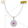 Dây chuyền vàng trắng Au750 đính kim cương và sapphire hồng