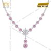Dây chuyền vàng trắng Au750 đính kim cương và sapphire hồng