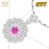 Dây chuyền vàng trắng Au750 đính kim cương và sapphire hồng