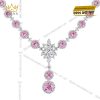 Dây chuyền vàng trắng Au750 đính kim cương và sapphire hồng