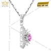 Dây chuyền vàng trắng Au750 đính kim cương và sapphire hồng