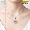 Dây chuyền vàng trắng Au750 đính kim cương và sapphire hồng