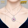 Dây chuyền vàng trắng Au750 đính kim cương và sapphire hồng