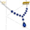 Dây chuyền vàng trắng Au750 đính kim cương và sapphire xanh đậm