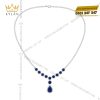 Dây chuyền vàng trắng Au750 đính kim cương và sapphire xanh đậm