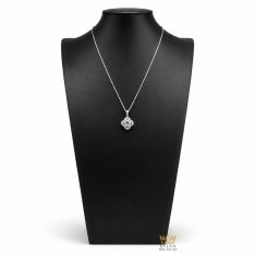 Dây chuyền vàng trắng Au750 đính viên chủ 9ly