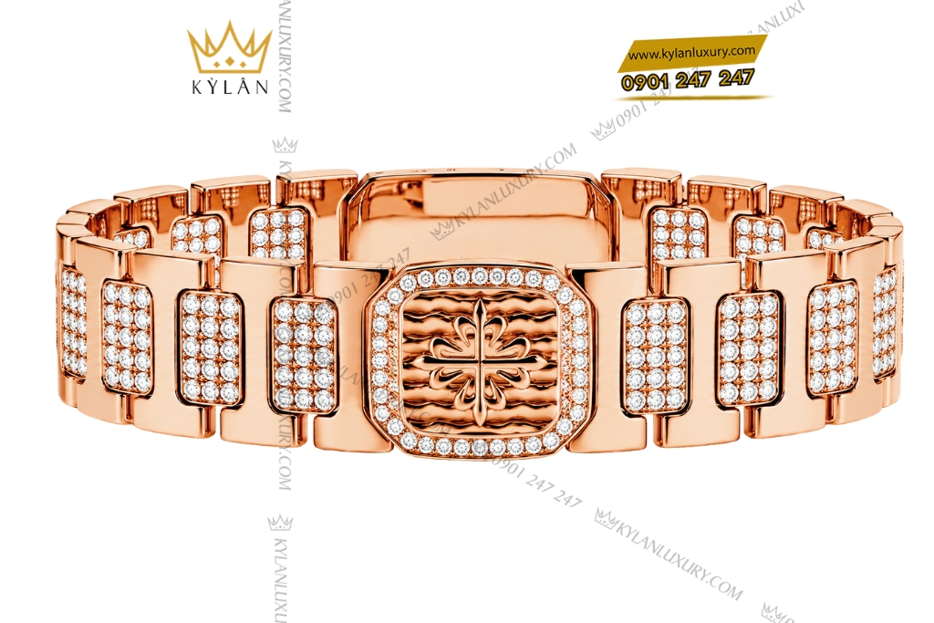 Kỳ Lân Luxury Lac tay Patek Philippe vang hong Au750 dinh kim cuong 2 Lắc tay Patek Philippe vàng hồng Au750 đính kim cương