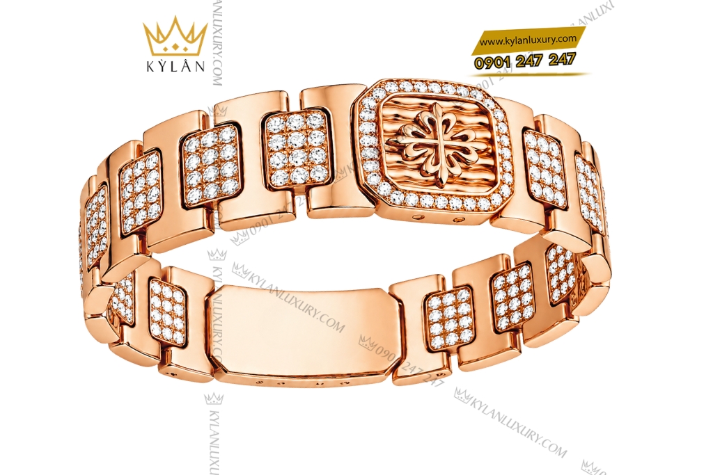 Lắc tay Patek Philippe vàng hồng Au750 đính kim cương