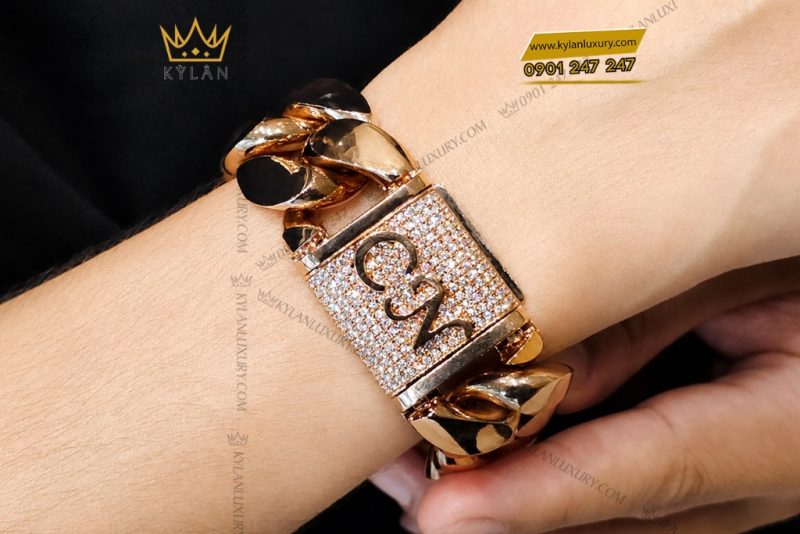 Lắc tay nam CN vàng hồng Au750 đính kim cương