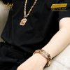 Lắc tay nam CN vàng hồng Au750 đính kim cương