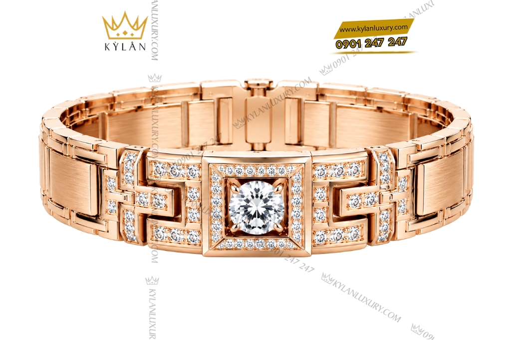 Kỳ Lân Luxury Lac tay nam vang hong Au750 dinh kim cuon 2 Lắc tay nam vàng hồng Au750 đính kim cương
