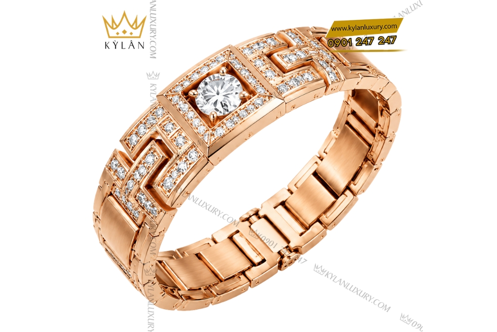 Kỳ Lân Luxury Lac tay nam vang hong Au750 dinh kim cuon 3 Lắc tay nam vàng hồng Au750 đính kim cương
