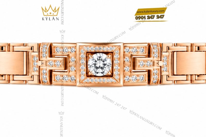 Lắc tay nam vàng hồng Au750 đính kim cương