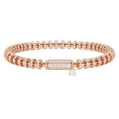 Lắc tay nam vàng hồng Au750 đính kim cương