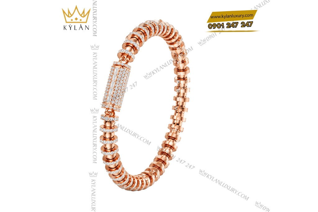 Lắc tay nam vàng hồng Au750 đính kim cương