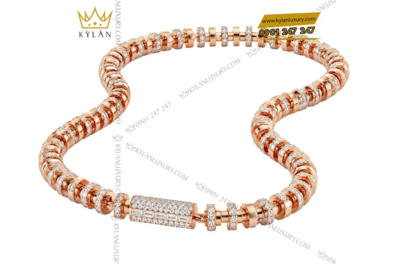 Lắc tay nam vàng hồng Au750 đính kim cương