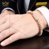 Lắc tay nam vàng hồng Au750 đính kim cương