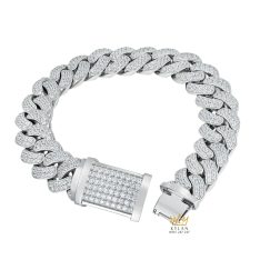 Lắc tay nam vàng trắng Au750 đính kim cương