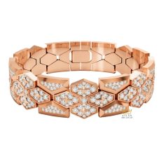 Lắc tay vàng hồng Au750 đính kim cương