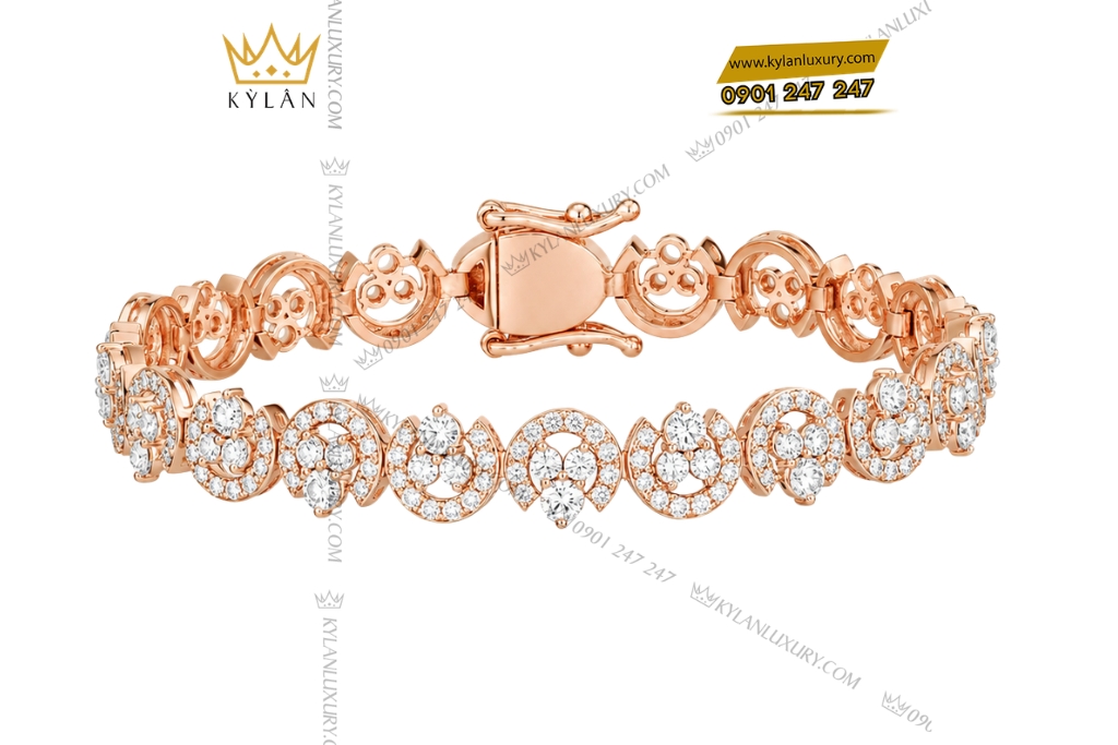 Lắc tay vàng hồng Au750 đính kim cương